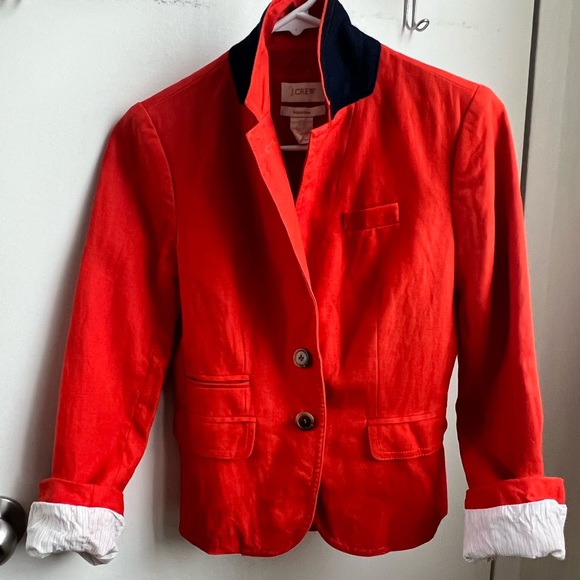 J. Crew Linen Schoolboy Suit Jacket Orange Size 0 - Picture 8 of 10